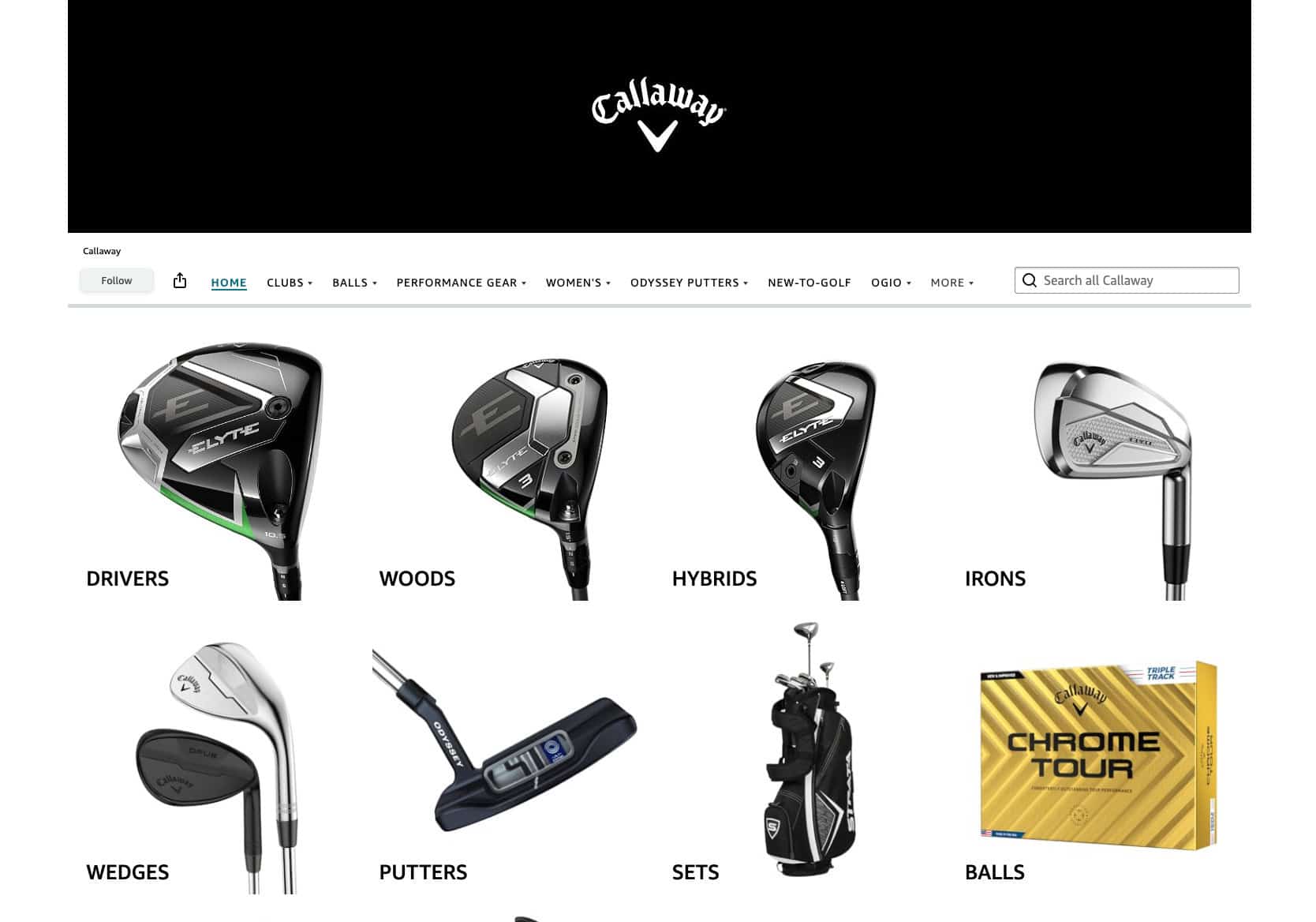 Callaway Storefront on Amazon
