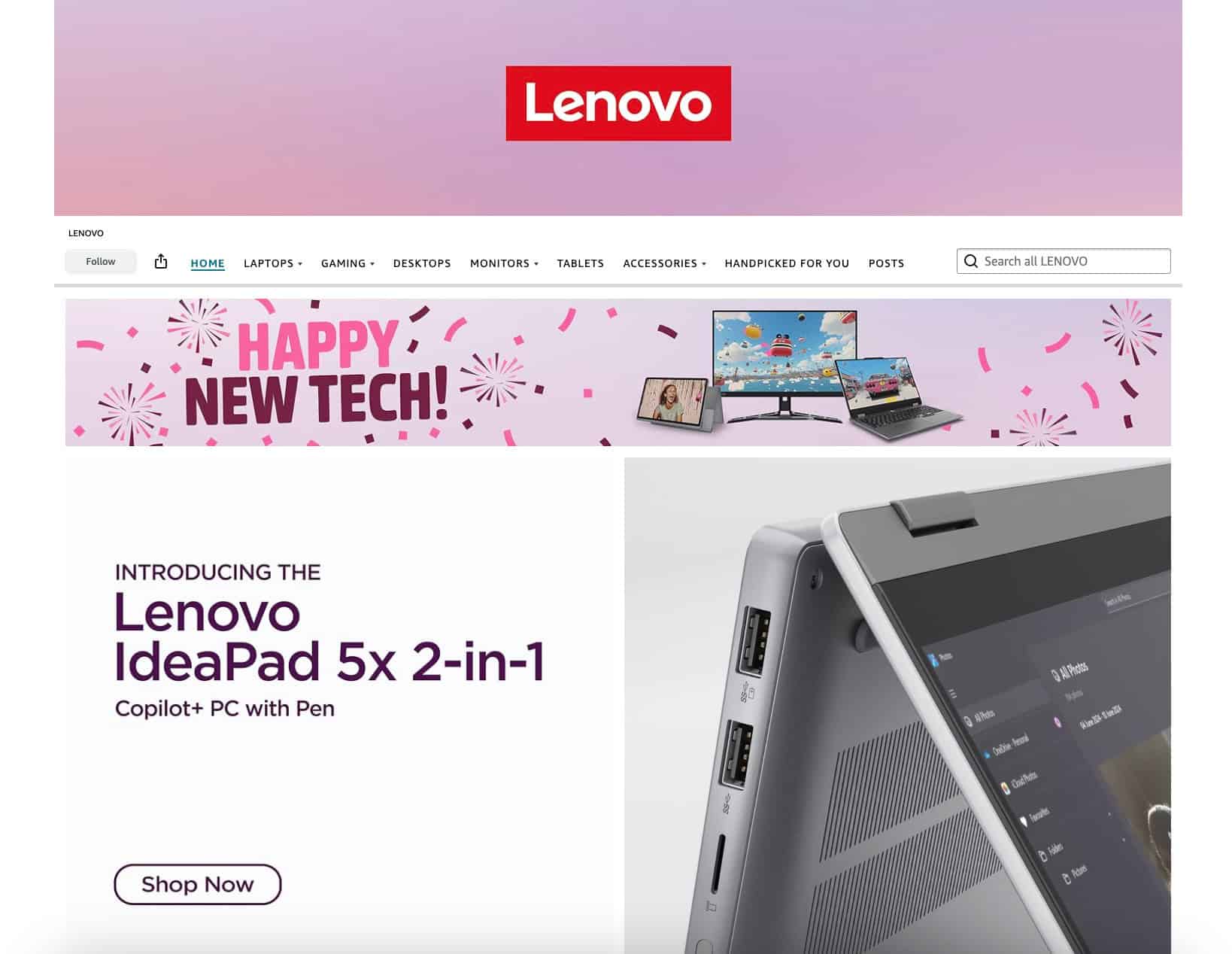 Lenovo Storefront on Amazon