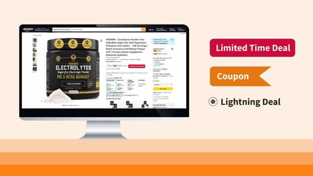 Countdown timer next to a mock product listing with "Limited-Time Offer"