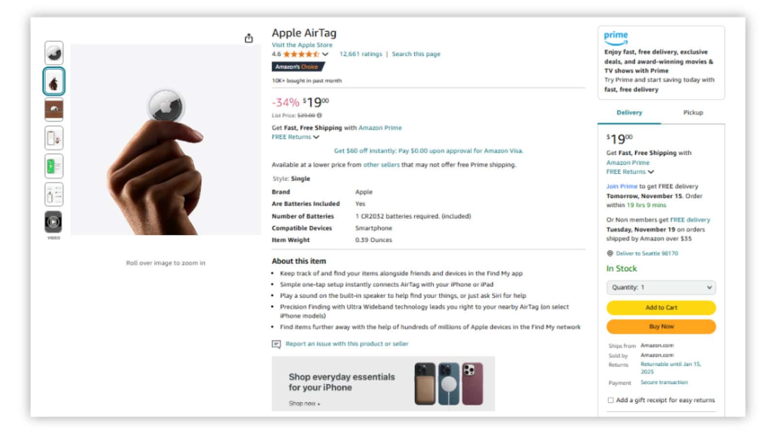 Apple airtag as example - Best selling products on amazon